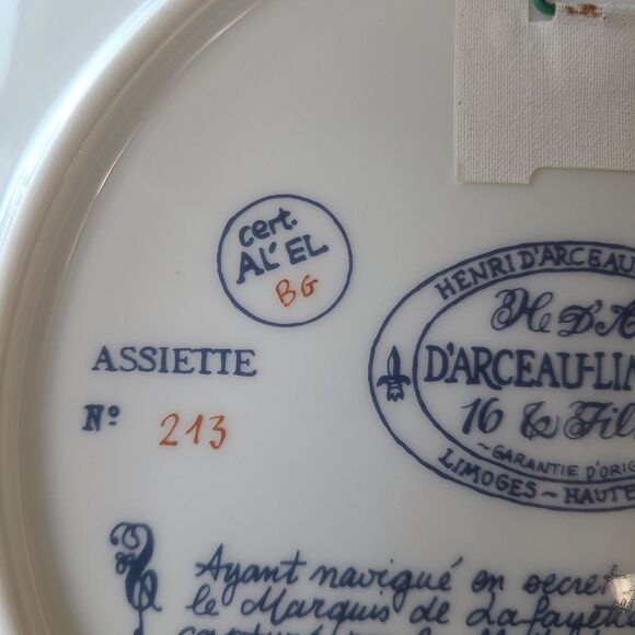 Vintage D'Arceau Limoges Lafayette Legacy Collector Plate 2 North Island Landing - Picture 10 of 10